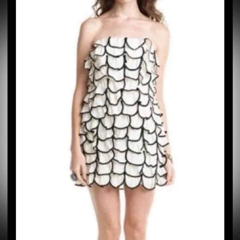Leifsdottir Anthropology Petal Cocktail Wedding Mini Dress Silk With Straps Sz 4